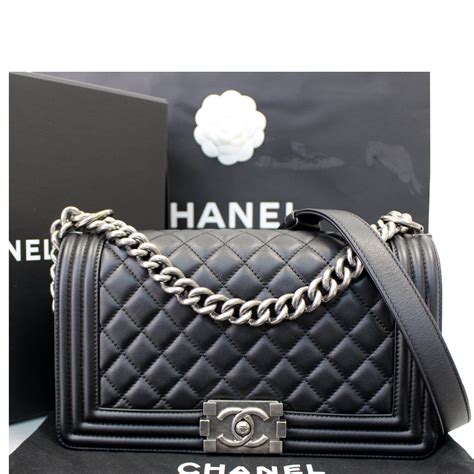 chanel black patent boy bag|chanel black handbags.